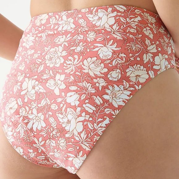 J. Crew High-rise Bikini Set Tossed Floral Dark Flamingo - Picture 6 of 10